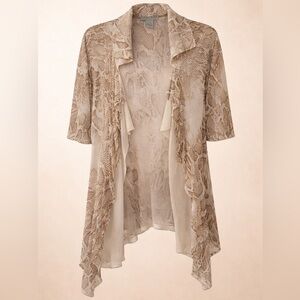 Alberto Makali Beige and Taupe Snake-Print Sheer Duster